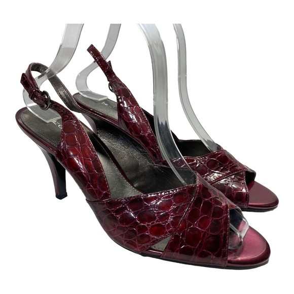 Liz Claiborne Shoes - Liz Claiborne Heels Brooke Open Toe Womens 9M Garnet Croc Leather Slingback NWOB
